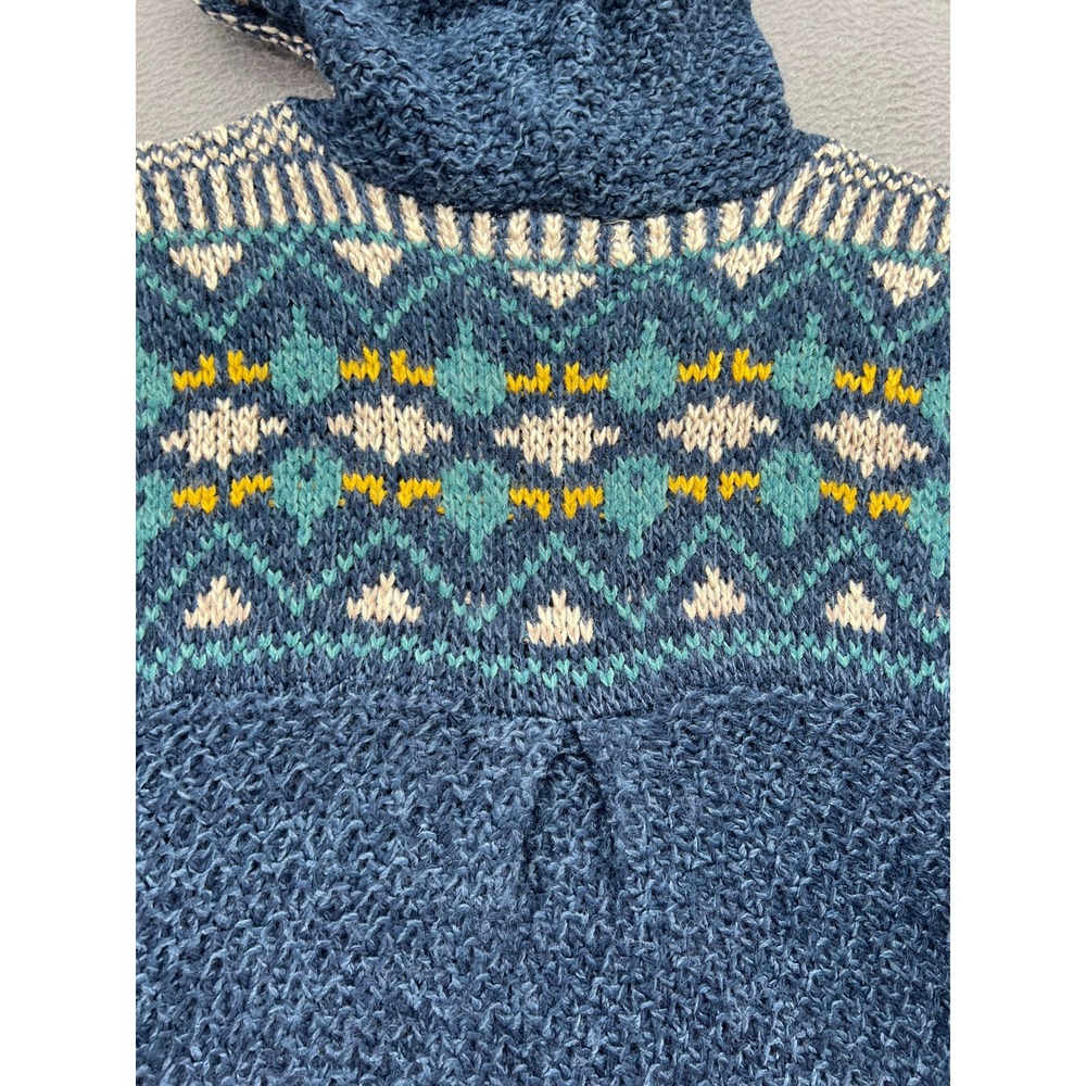 Royal Robbins Sweater Sz L Blue Fair Isle Zip Up Hooded Cardigan Aztec - Picture 8 of 10